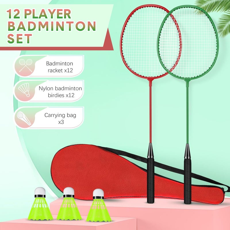 Chitidr 12 Pack Badminton Rackets Set Including Badminton Racquets, Nylon Shuttlecocks and Carry Bag for Outdoor Backyard Games Beginners - Image 2